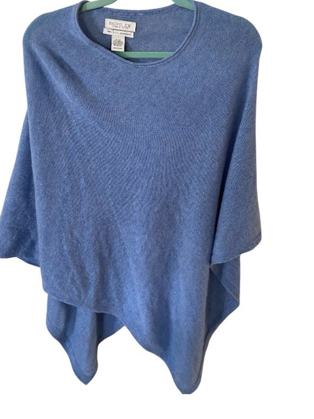 Rachel Zoe 100% Cashmere Topper blue color poncho/wrap sweater,one size fit all